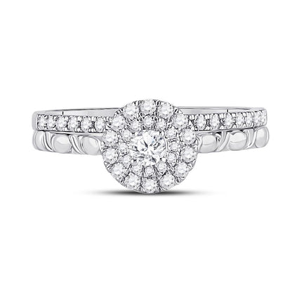10k Two-tone Gold Round Diamond Bridal Wedding Ring Set 1/2 Cttw
