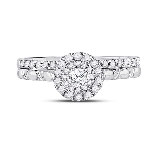 10k Two-tone Gold Round Diamond Bridal Wedding Ring Set 1/2 Cttw