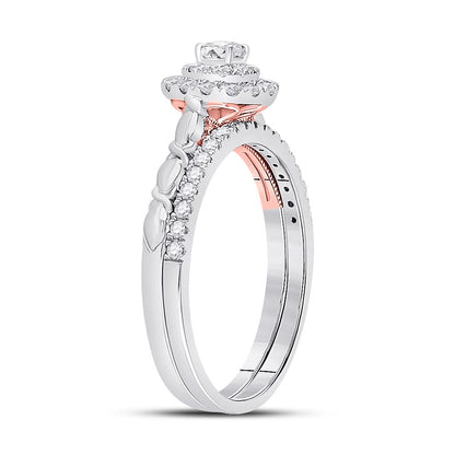 10k Two-tone Gold Round Diamond Bridal Wedding Ring Set 1/2 Cttw