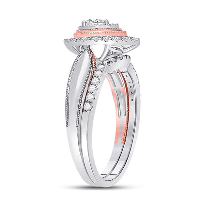 10k Two-tone Gold Round Diamond Bridal Wedding Ring Set 1/2 Cttw