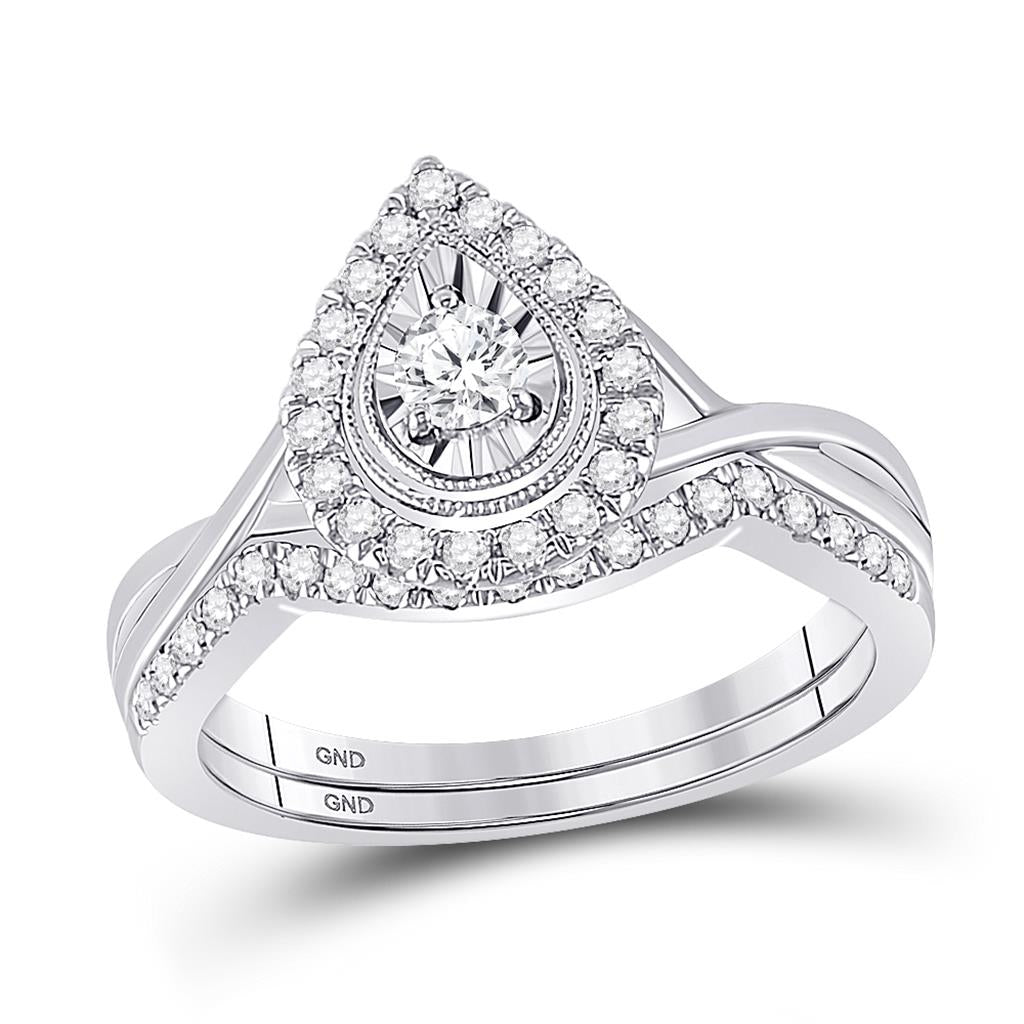 10k Two-tone Gold Round Diamond Bridal Wedding Ring Set 1/2 Cttw