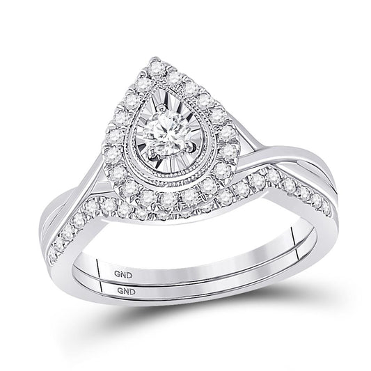 10k Two-tone Gold Round Diamond Bridal Wedding Ring Set 1/2 Cttw