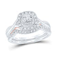 10k Two-tone Gold Round Diamond Bridal Wedding Ring Set 1/2 Cttw