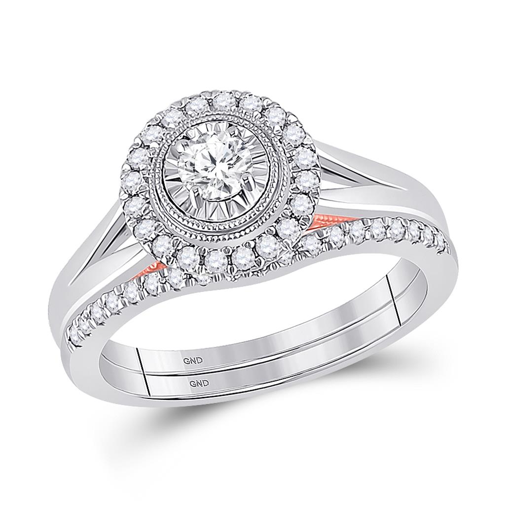 10k Two-tone Gold Round Diamond Bridal Wedding Ring Set 1/2 Ctw (Certified)