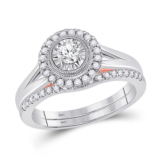 10k Two-tone Gold Round Diamond Bridal Wedding Ring Set 1/2 Ctw (Certified)