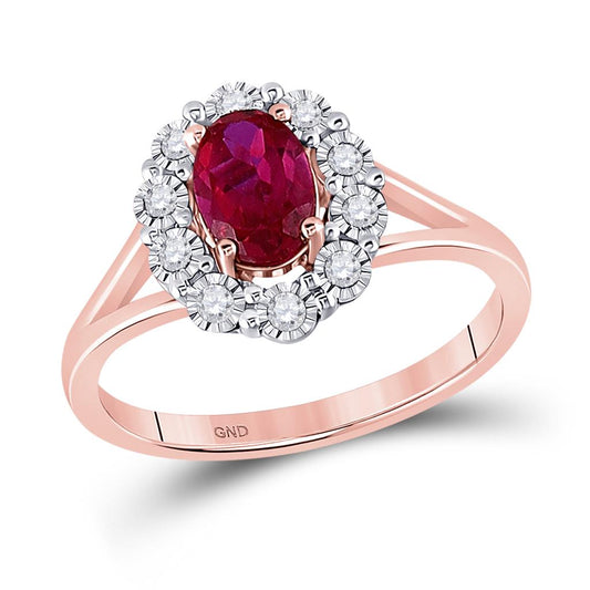14k Rose Gold Oval Ruby Diamond Solitaire Ring 1-1/4 Cttw