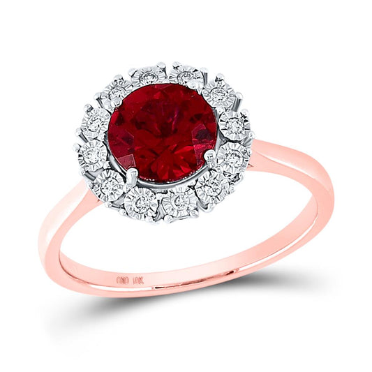 14k Rose Gold Round Ruby Diamond Solitaire Ring 1-5/8 Cttw