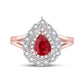 14k Rose Gold Pear Ruby Teardrop Diamond Halo Ring 1-1/4 Cttw