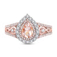 14k Rose Gold Pear Morganite Diamond-accent Solitaire Ring 1/2 Cttw