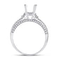 14k White Gold Round Diamond 1 Ct Rd Center Bridal Semi-Mount Ring 1/3 Cttw