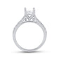 14kt White Gold Semi-Mount Engagement Ring for 3/4 Oval Solitaire - 3/8 Cttw