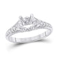 14k White Gold Round Diamond 1 Ct Rd Center Bridal Semi-Mount Ring 1/4 Ctw
