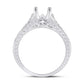 14k White Gold Round Diamond 1 Ct Rd Center Bridal Semi-Mount Ring 1/4 Ctw