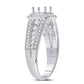 14k White Gold Round Diamond 1 Ct Rd Center Halo Bridal Semi-Mount Ring 3/4 Ctw