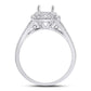 14k White Gold Round Diamond 1 Ct Rd Center Halo Bridal Semi-Mount Ring 3/4 Ctw