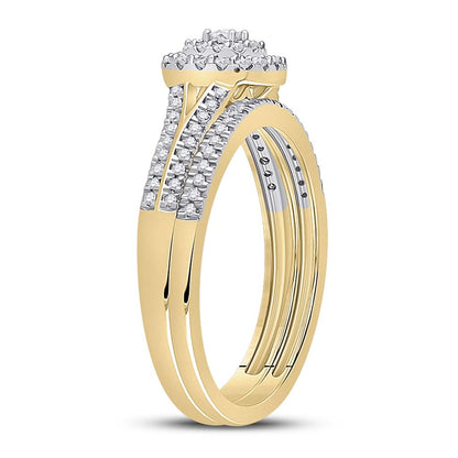 10k Yellow Gold Round Diamond Bridal Wedding Ring Set 1/3 Cttw