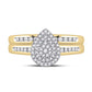 10k Yellow Gold Round Diamond Pear Bridal Wedding Ring Set 1/3 Cttw