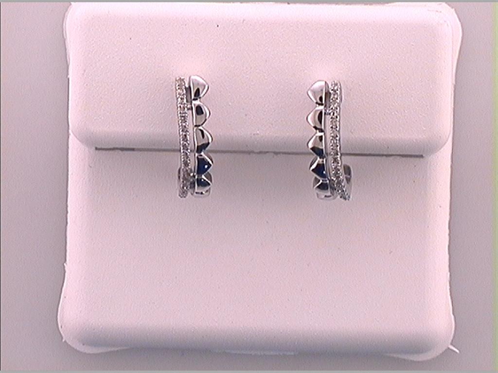 14k White Gold Round Diamond Fashion Halo Earrings 1/10 Cttw