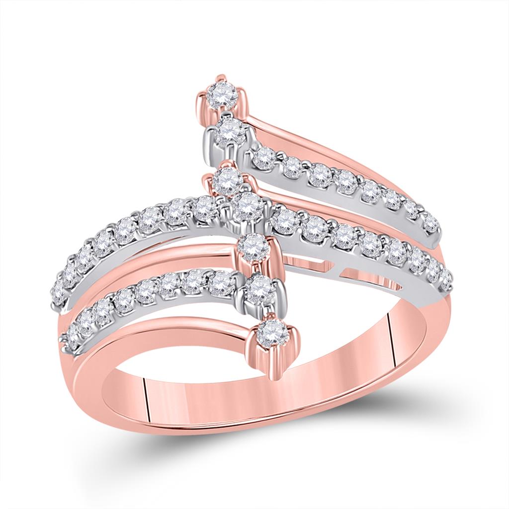 14k Two-tone Gold Round Diamond Modern Fashion Ring 1/2 Cttw