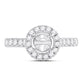 18k White Gold Round Diamond 1 Ct Rd Center Halo Bridal Semi-Mount Ring 7/8 Ctw
