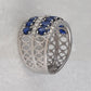 14k White Gold Oval Blue Sapphire Diamond Cocktail Band Ring 3 Cttw
