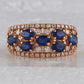 14k Rose Gold Oval Blue Sapphire Diamond Band Ring 1-7/8 Cttw