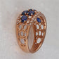 14k Rose Gold Oval Blue Sapphire Diamond Band Ring 1-7/8 Cttw