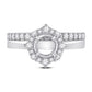 14k White Gold Round Diamond 1 Ct Rd Center Halo Bridal Semi-Mount Set 5/8 Ctw