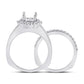 14k White Gold Round Diamond 1 Ct Rd Center Halo Bridal Semi-Mount Set 5/8 Ctw