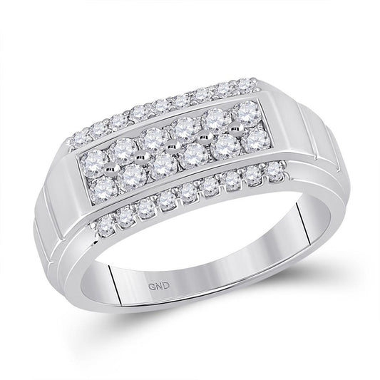 14k White Gold Round Diamond Wedding Band Ring 1 Cttw
