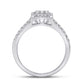 14k White Gold Round Diamond Rectangle Cluster Ring 1/2 Cttw