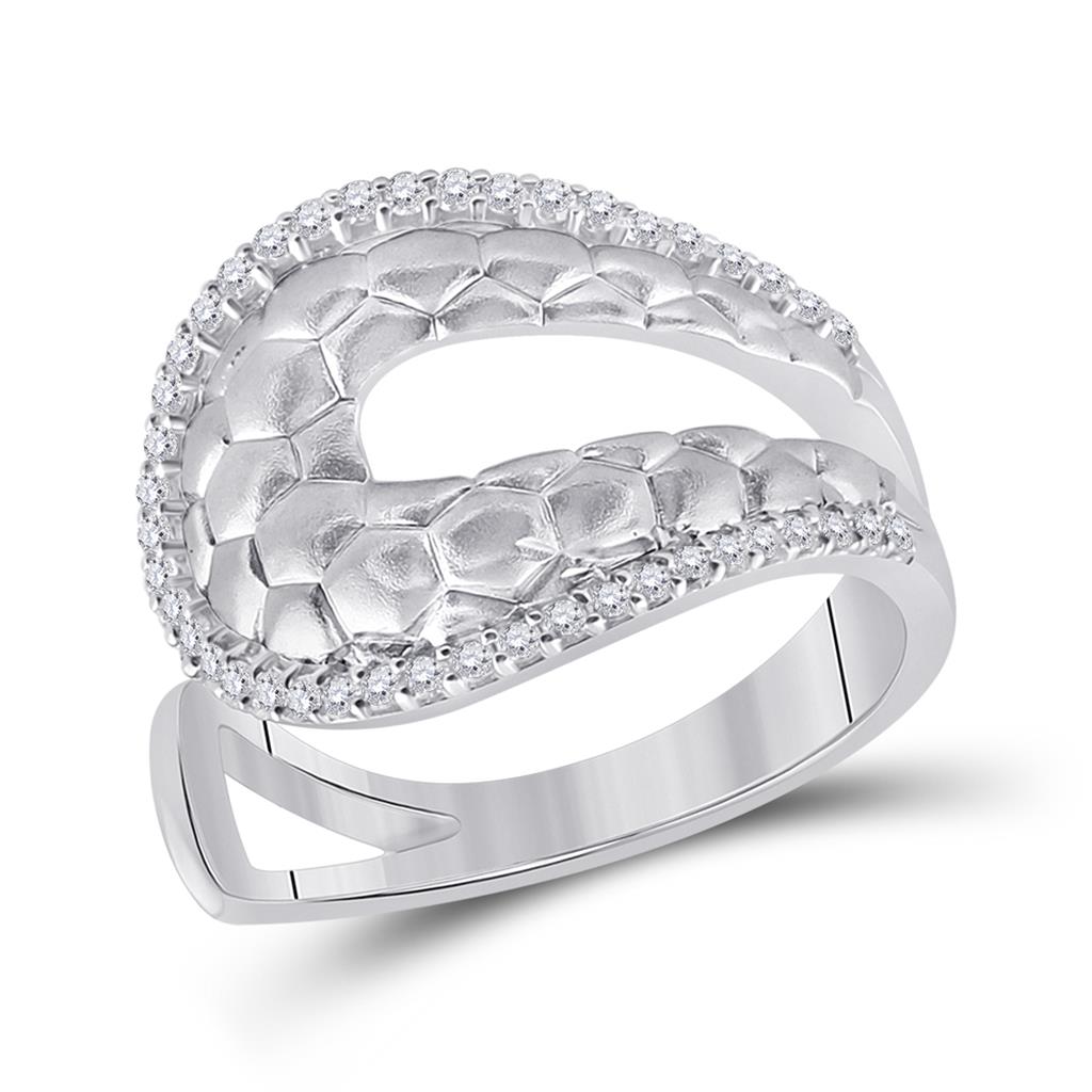 14k White Gold Round Diamond Modern Scale Fashion Ring 1/4 Cttw