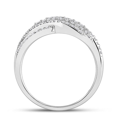 14k White Gold Round Diamond Crossover Fashion Ring 1/2 Cttw
