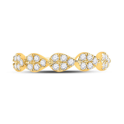 10k Yellow Gold Round Diamond Teardrop Stackable Band Ring 1/3 Ctw