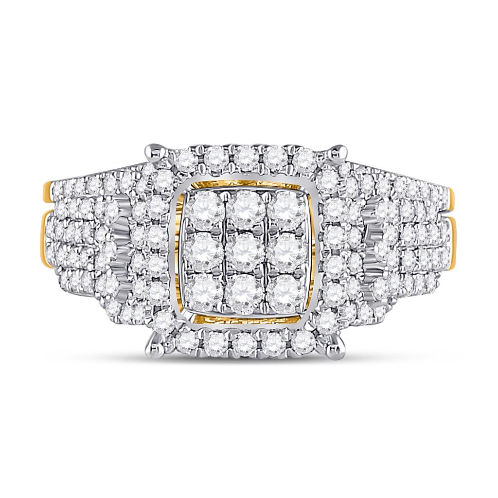 14k Yellow Gold Round Diamond Bridal Wedding Ring Set 1 Cttw
