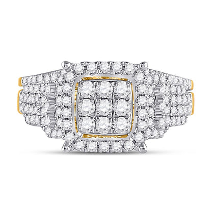 14k Yellow Gold Round Diamond Bridal Wedding Ring Set 1 Cttw