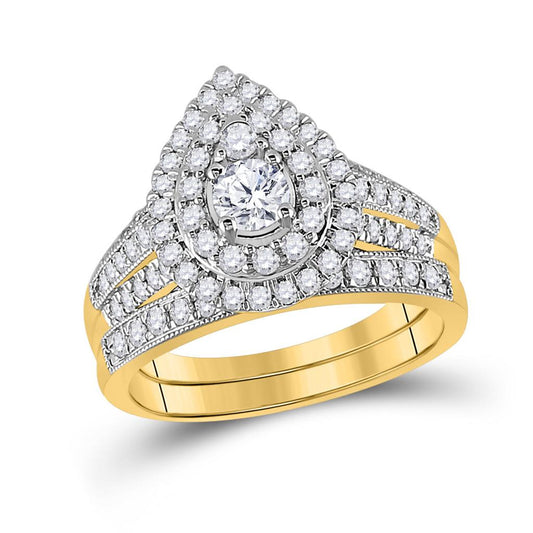 1.0  Ct. Round Diamond Bridal Engagement Ring Set 10K Yellow Gold