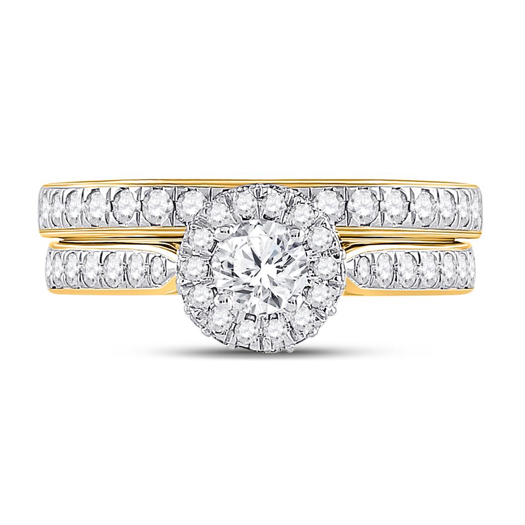 14k Yellow Gold Round Diamond Bridal Wedding Ring Set 1 Cttw (Certified)
