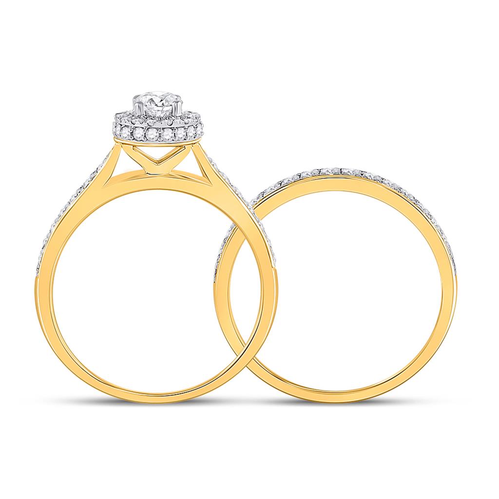 14k Yellow Gold Round Diamond Bridal Wedding Ring Set 1 Cttw (Certified)