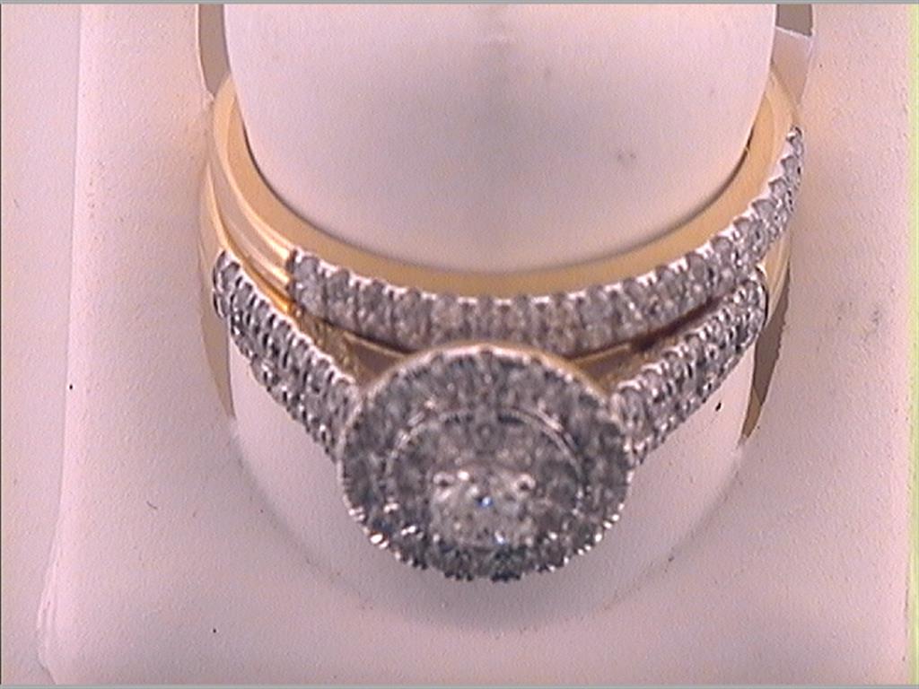 14k Yellow Gold Round Diamond Bridal Wedding Ring Set 1 Cttw (Certified)