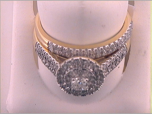 14k Yellow Gold Round Diamond Bridal Wedding Ring Set 1 Cttw (Certified)