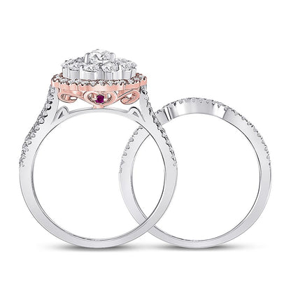 14k Two-tone Gold Pear Diamond Solitaire Bridal Engagement Ring 1-1/3 Cttw (Certified)