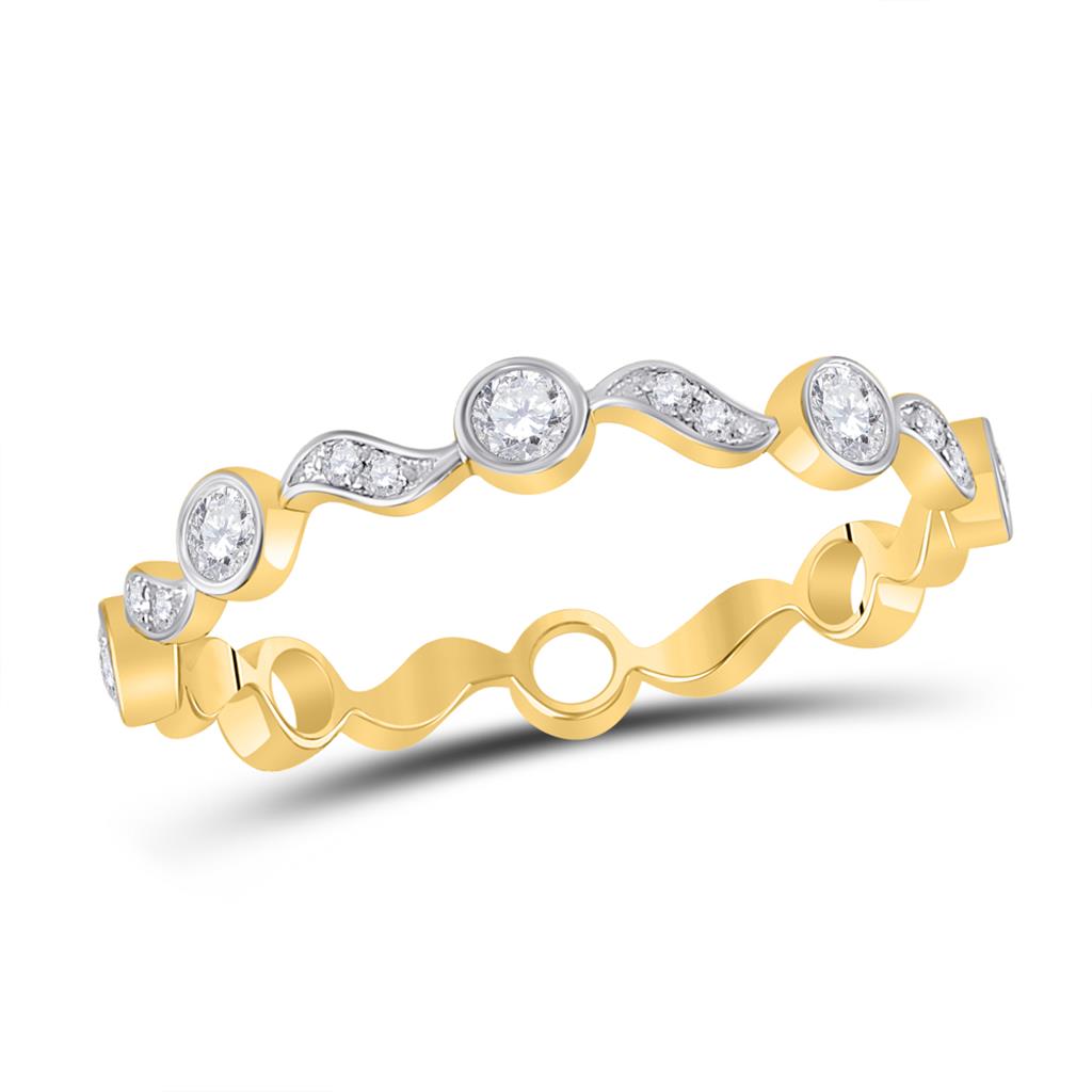 10k Yellow Gold Round Diamond Stackable Band Ring 1/4 Cttw