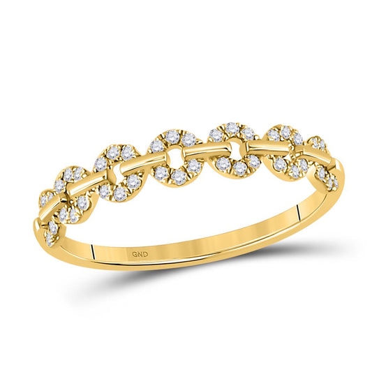 14k Yellow Gold Round Diamond Stackable Band Ring 1/6 Cttw