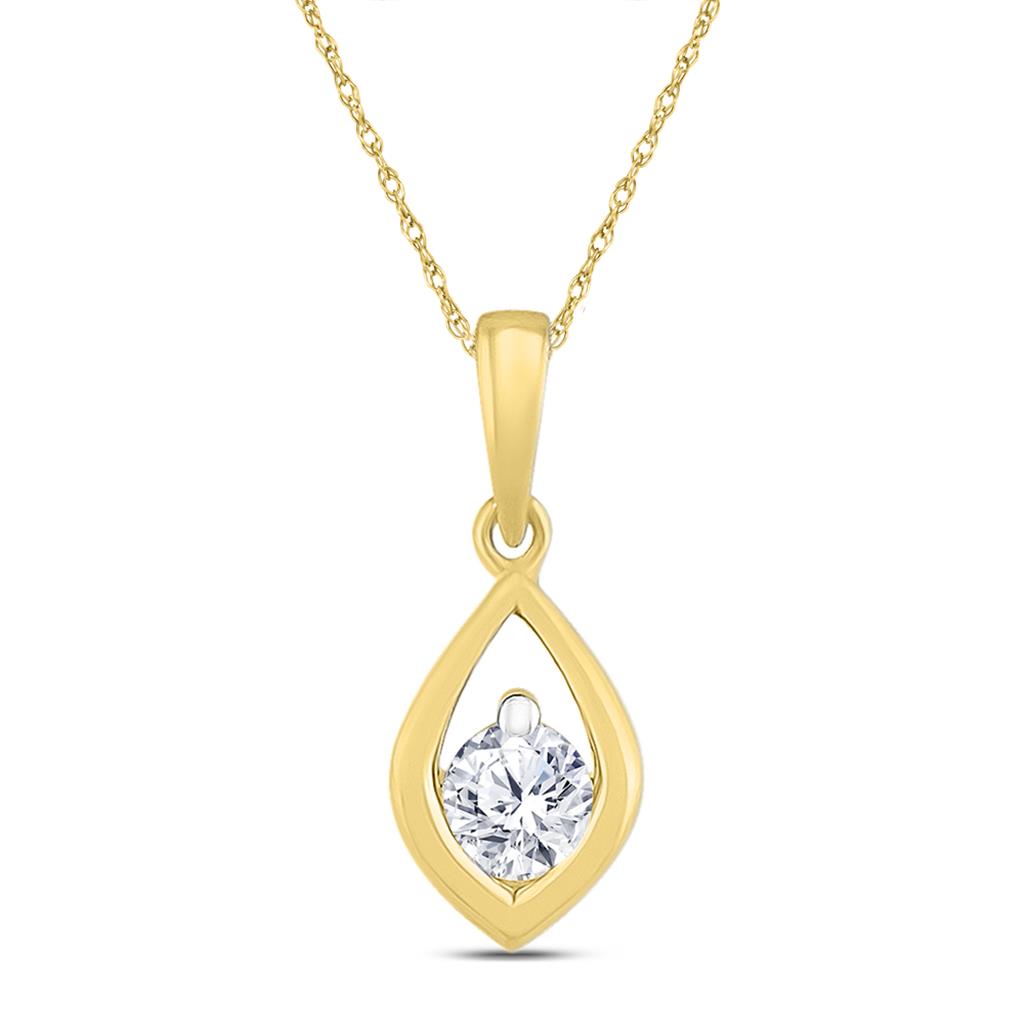 10k Yellow Gold Round Diamond Solitaire Pendant 1/6 Cttw