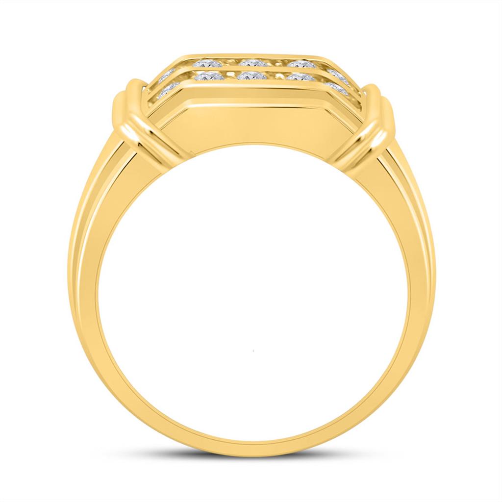 10k Yellow Gold Round Diamond Double Row Band Ring 3/8 Cttw