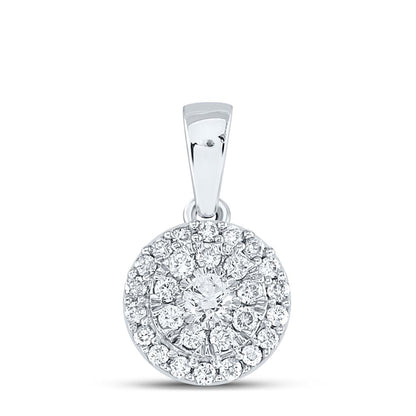 14k White Gold Round Diamond Cluster Pendant 1/4 Cttw
