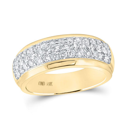14k Yellow Gold Round Diamond Pave Band Ring 1-1/2 Cttw