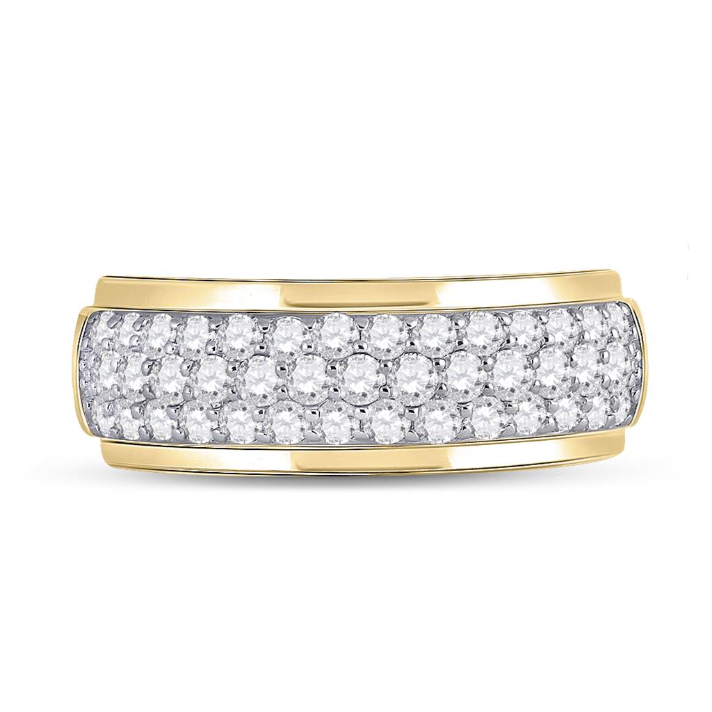 14k Yellow Gold Round Diamond Pave Band Ring 1-1/2 Cttw
