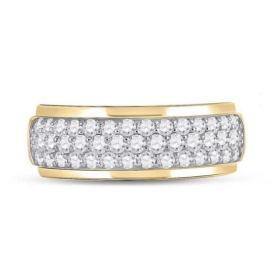14k Yellow Gold Round Diamond Pave Band Ring 1-1/2 Cttw